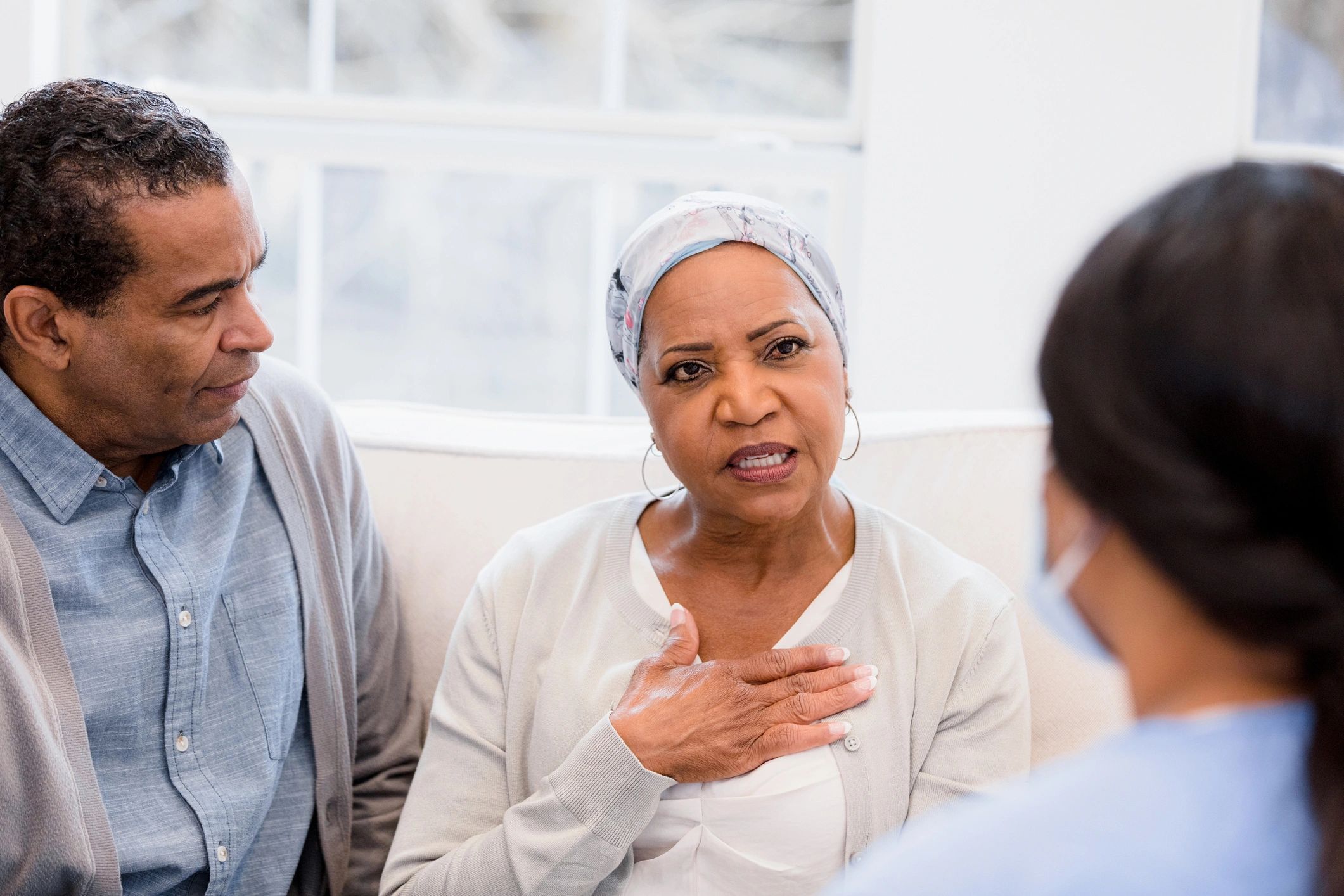 Patient speaking with a home healthcare nurse